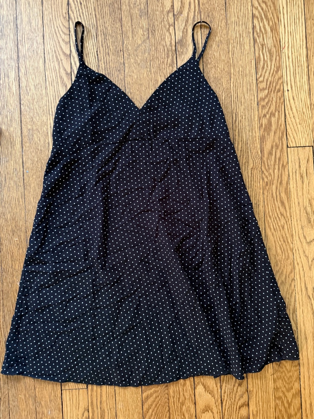 Brandy Melville Black Slip Dress with White Polka Dots - Size Small